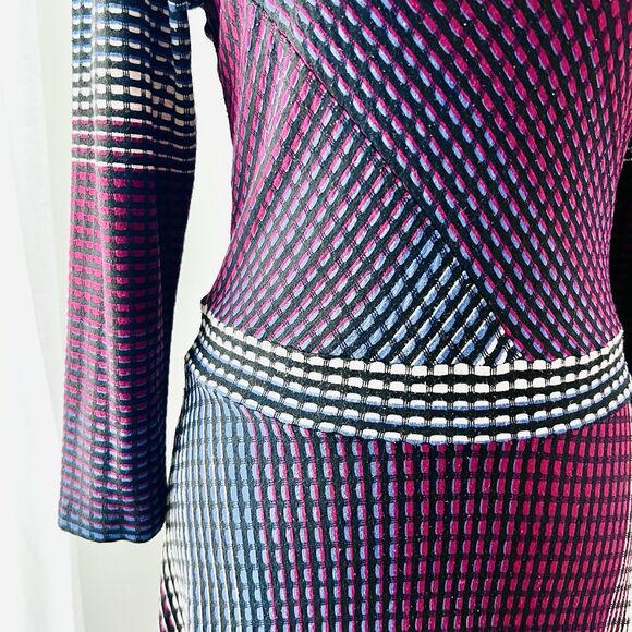 ELIO Elegant Burgundy & Navy Geometric Long Comfy Maxi Dress. Size 4. Euc. - Picture 4 of 10